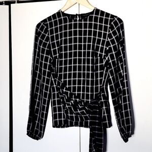 Ted Baker Navy and White Grid Blouse